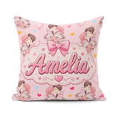 Custom Name Romantic Couple Kissing Floral Bouquet Hearts Hearts Square Filled Cushion Throw Pillow Sofa Bed Home Decor Zip Washable UK Made