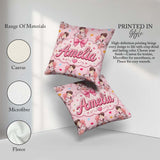 Custom Name Romantic Couple Kissing Floral Bouquet Hearts Hearts Square Filled Cushion Throw Pillow Sofa Bed Home Decor Zip Washable UK Made