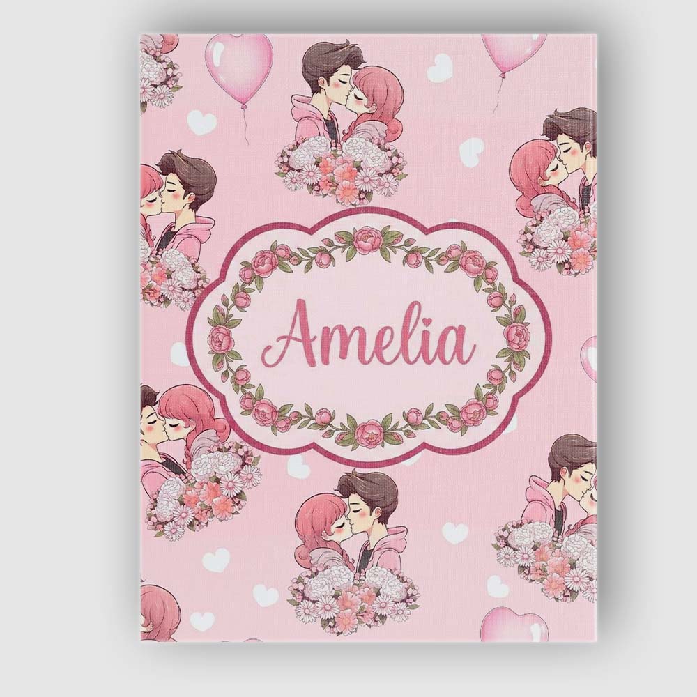 Personalised Name Romantic Couple Kissing Custom  Unique Gift Idea Elegant Feature Canvas Wall Art Print Decor Picture Ready to Hang