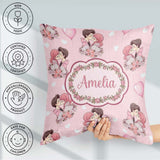 Custom Name Romantic Couple Kissing Floral Bouquet Pattern Soft Square Filled Cushion Throw Pillow Sofa Bed Home Decor Zip Washable UK Made