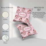 Custom Name Romantic Couple Kissing Floral Bouquet Pattern Soft Square Filled Cushion Throw Pillow Sofa Bed Home Decor Zip Washable UK Made