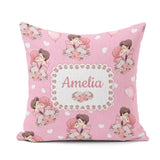 Custom Name Romantic Couple Kissing Floral Bouquet Pattern Light Square Filled Cushion Throw Pillow Sofa Bed Home Decor Zip Washable UK Made