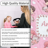 Romantic Couple Kissing Floral Bouquet Hearts Pattern Light Pink  Personalised Custom Name Super Soft Fleece Blanket Bed Sofa Throw