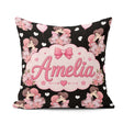 Custom Name Romantic Couple Kissing Floral Hearts Seamless White Square Filled Cushion Throw Pillow Sofa Bed Home Decor Zip Washable UK Made