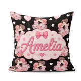 Custom Name Romantic Couple Kissing Floral Hearts Seamless White Square Filled Cushion Throw Pillow Sofa Bed Home Decor Zip Washable UK Made