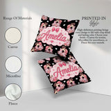 Custom Name Romantic Couple Kissing Floral Hearts Seamless White Square Filled Cushion Throw Pillow Sofa Bed Home Decor Zip Washable UK Made