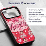 Romantic Couple Kissing Floral Bouquet Hearts Custom Name Protective Phone Case Mobile Cover Durable Everyday Smartphone Shock Resistant