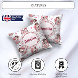 Custom Name Romantic Couple Kissing Floral Bouquet Pattern Light Square Filled Cushion Throw Pillow Sofa Bed Home Decor Zip Washable UK Made
