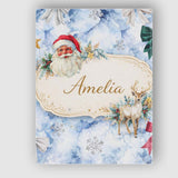 Personalised Name Christmas Santa Reindeer Snowflake Bow Festive Custom  Interior Canvas Wall Art Print Decor Picture Ready to Hang