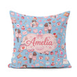 Custom Name Couple Gifts Cakes Teddy Bear Seamless Pattern Blue Square Filled Cushion Throw Pillow Sofa Bed Home Decor Zip Washable UK Made