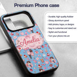 Cute Love Couple Gifts Cakes Teddy Bear Seamless Custom Name Protective Phone Case Mobile Cover Durable Everyday Smartphone Shock Resistant
