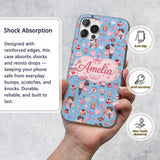 Cute Love Couple Gifts Cakes Teddy Bear Seamless Custom Name Protective Phone Case Mobile Cover Durable Everyday Smartphone Shock Resistant