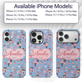 Cute Love Couple Gifts Cakes Teddy Bear Seamless Custom Name Protective Phone Case Mobile Cover Durable Everyday Smartphone Shock Resistant