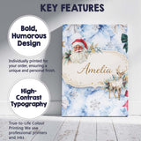 Personalised Name Christmas Santa Reindeer Snowflake Bow Festive Custom  Interior Canvas Wall Art Print Decor Picture Ready to Hang