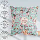 Custom Name Couple Gifts Cakes Teddy Bear Pattern Mint Green Square Filled Cushion Throw Pillow Sofa Bed Home Decor Zip Washable UK Made
