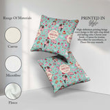 Custom Name Couple Gifts Cakes Teddy Bear Pattern Mint Green Square Filled Cushion Throw Pillow Sofa Bed Home Decor Zip Washable UK Made