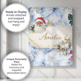 Personalised Name Christmas Santa Reindeer Snowflake Bow Festive Custom  Interior Canvas Wall Art Print Decor Picture Ready to Hang