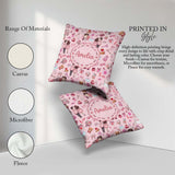 Custom Name Cute Couple Gifts Cakes Teddy Bear Pattern Soft Pink Square Filled Cushion Throw Pillow Sofa Bed Home Decor Zip Washable UK Made