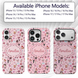 Cute Love Couple Gifts Cakes Teddy Bear Pattern Custom Name Protective Phone Case Mobile Cover Durable Everyday Smartphone Shock Resistant