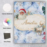 Personalised Name Christmas Santa Reindeer Snowflake Bow Festive Custom  Interior Canvas Wall Art Print Decor Picture Ready to Hang