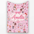 Cute Love Couple Gifts Cakes Teddy Bear Seamless Pattern Pink Lovely  Personalised Custom Name Super Soft Fleece Blanket Bed Sofa Throw