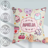 Custom Name Cupid Angels Hearts Sweets Balloon Elements Pattern Square Filled Cushion Throw Pillow Sofa Bed Home Decor Zip Washable UK Made