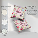Custom Name Cupid Angels Hearts Sweets Balloon Elements Pattern Square Filled Cushion Throw Pillow Sofa Bed Home Decor Zip Washable UK Made