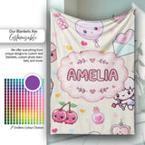Cute Cupid Angels Hearts Sweets Balloon Love Elements Pattern Beige  Personalised Custom Name Super Soft Fleece Blanket Bed Sofa Throw