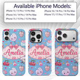 Cute Cupid Angels Hearts Sweets Balloon Love Custom Name Protective Phone Case Mobile Cover Durable Everyday Smartphone Shock Resistant