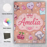 Personalised Name Cute Cupid Angels Hearts Custom  Unique Gift Idea Elegant Feature Canvas Wall Art Print Decor Picture Ready to Hang