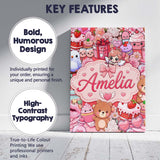 Personalised Name Cute Teddy Bear Cupid Custom  Modern Room Accent Elegant Feature Canvas Wall Art Print Decor Picture Ready to Hang