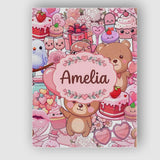 Personalised Name Cute Teddy Bear Cupid Custom  Modern Room Accent Elegant Feature Canvas Wall Art Print Decor Picture Ready to Hang