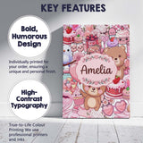 Personalised Name Cute Teddy Bear Cupid Custom  Modern Room Accent Elegant Feature Canvas Wall Art Print Decor Picture Ready to Hang