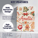 Personalised Name Cute Gingerbread Man Custom  Modern Room Accent Elegant Feature Canvas Wall Art Print Decor Picture Ready to Hang
