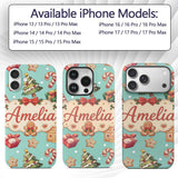 Cute Gingerbread Man Christmas Tree Candy Cane Custom Name Protective Phone Case Mobile Cover Durable Everyday Smartphone Shock Resistant