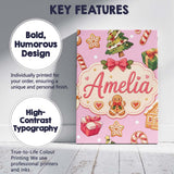 Personalised Name Cute Gingerbread Man Custom  Modern Room Accent Elegant Feature Canvas Wall Art Print Decor Picture Ready to Hang