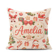 Custom Name Cute Santa Claus Mrs Claus Snowman Christmas Pattern Square Filled Cushion Throw Pillow Sofa Bed Home Decor Zip Washable UK Made
