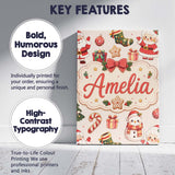 Personalised Name Cute Santa Claus Mrs Custom  Modern Room Accent Elegant Feature Canvas Wall Art Print Decor Picture Ready to Hang
