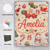 Personalised Name Cute Santa Claus Mrs Custom  Modern Room Accent Elegant Feature Canvas Wall Art Print Decor Picture Ready to Hang