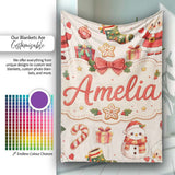 Cute Santa Claus Mrs Claus Snowman Christmas Gift Pattern Cream  Personalised Custom Name Super Soft Fleece Blanket Bed Sofa Throw