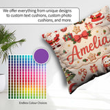 Custom Name Cute Santa Claus Mrs Claus Snowman Christmas Pattern Square Filled Cushion Throw Pillow Sofa Bed Home Decor Zip Washable UK Made