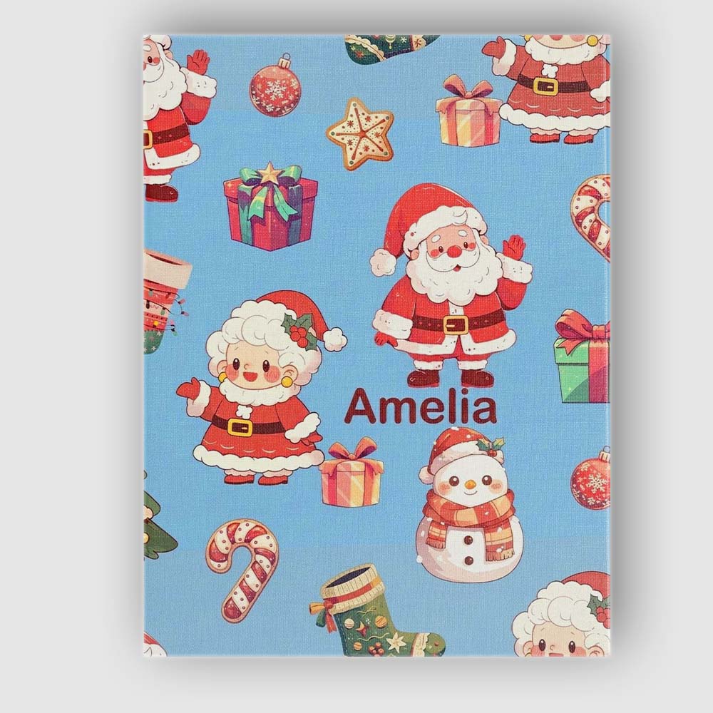 Personalised Name Cute Santa Claus Mrs Custom  Modern Room Accent Elegant Feature Canvas Wall Art Print Decor Picture Ready to Hang