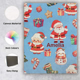 Personalised Name Cute Santa Claus Mrs Custom  Modern Room Accent Elegant Feature Canvas Wall Art Print Decor Picture Ready to Hang