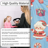 Cute Santa Claus Mrs Claus Snowman Christmas Gift Pattern Blue  Personalised Custom Name Super Soft Fleece Blanket Bed Sofa Throw