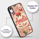 Cute Santa Claus Mrs Claus Snowman Christmas Gift Custom Name Protective Phone Case Mobile Cover Durable Everyday Smartphone Shock Resistant