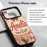 Cute Santa Claus Mrs Claus Snowman Christmas Gift Custom Name Protective Phone Case Mobile Cover Durable Everyday Smartphone Shock Resistant