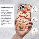 Cute Santa Claus Mrs Claus Snowman Christmas Gift Custom Name Protective Phone Case Mobile Cover Durable Everyday Smartphone Shock Resistant