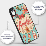 Cute Santa Claus Mrs Claus Snowman Christmas Gift Custom Name Protective Phone Case Mobile Cover Durable Everyday Smartphone Shock Resistant