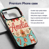Cute Santa Claus Mrs Claus Snowman Christmas Gift Custom Name Protective Phone Case Mobile Cover Durable Everyday Smartphone Shock Resistant