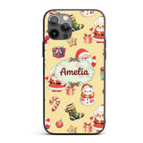 Cute Santa Claus Mrs Claus Snowman Christmas Gift Custom Name Protective Phone Case Mobile Cover Durable Everyday Smartphone Shock Resistant